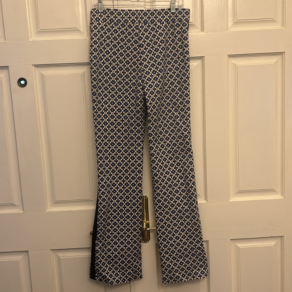 Maeve Blue and White Patterned Flare Pants - Picture 5 of 11